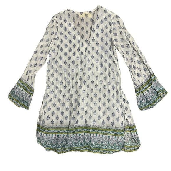 Jens pirate booty boho bell sleeve mini dress tunic top size small gypsy v neck - Picture 6 of 12